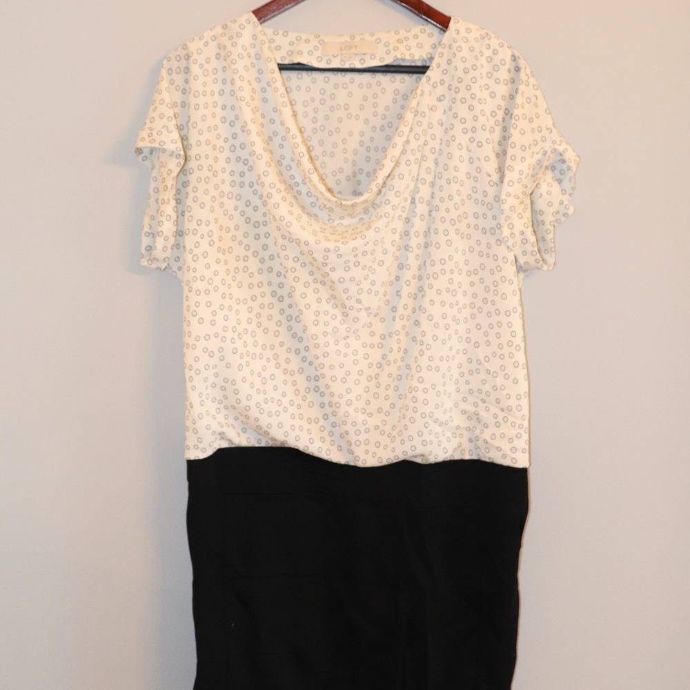 Loft Black and White Polkadot Dress
